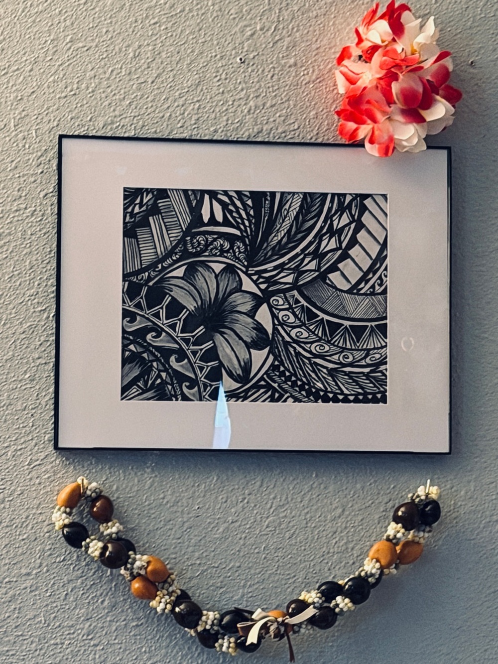 Hand Crafted Black & White Floral Mandala Wall Art